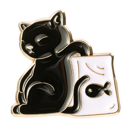 Cute Cat Alloy Stoving Varnish Unisex Brooches