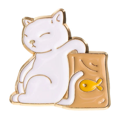 Cute Cat Alloy Stoving Varnish Unisex Brooches