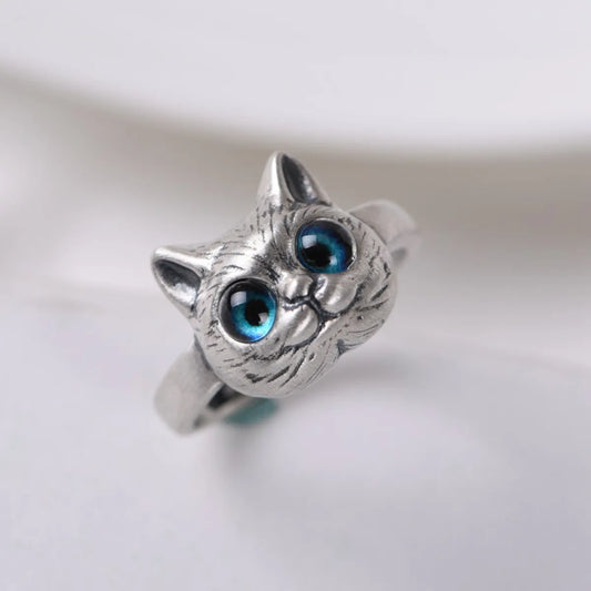 Cute Cat Copper Open Rings