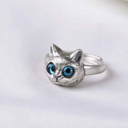 Cute Cat Copper Open Rings