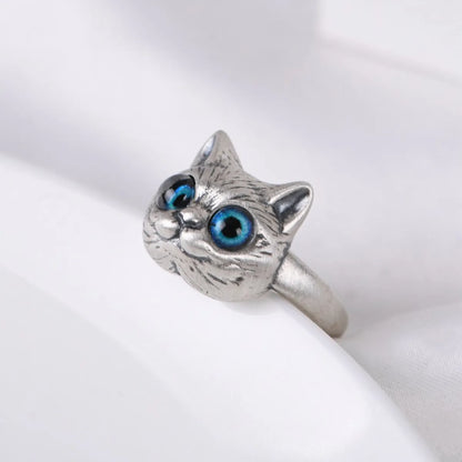 Cute Cat Copper Open Rings