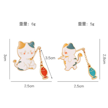 Cute Cat Fish Alloy Enamel Unisex Brooches