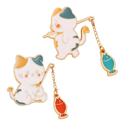 Cute Cat Fish Alloy Enamel Unisex Brooches