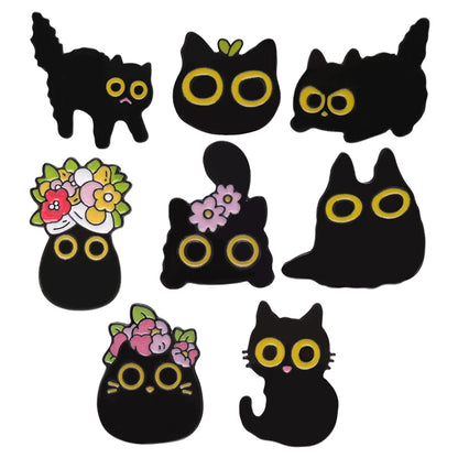 Cute Cat Flower Alloy Stoving Varnish Unisex Brooches