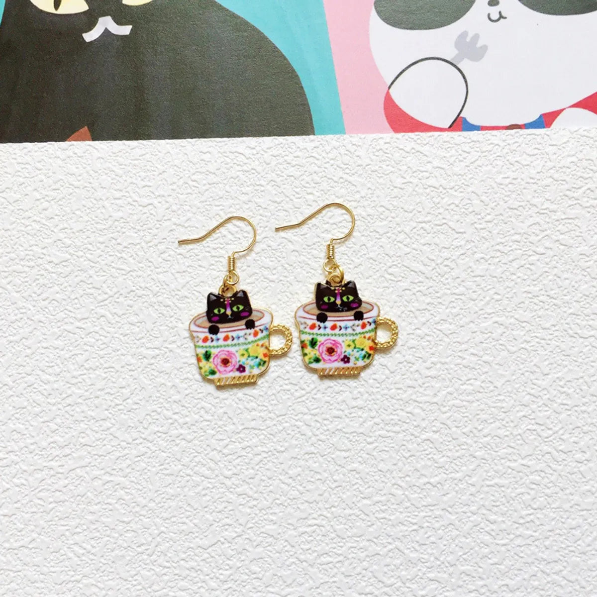 Cute Cat Metal Enamel Women'S Drop Earrings 1 Pair