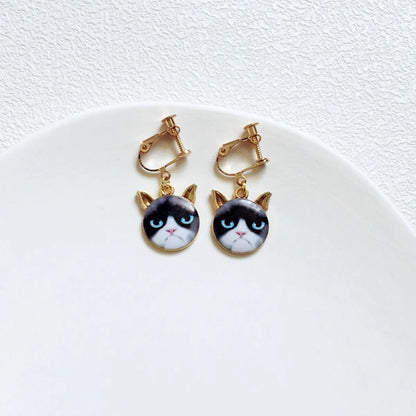 Cute Cat Metal Enamel Women'S Drop Earrings 1 Pair