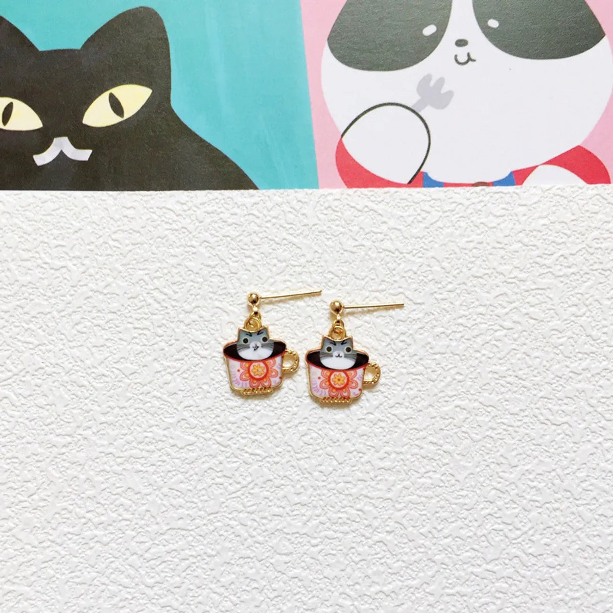 Cute Cat Metal Enamel Women'S Drop Earrings 1 Pair