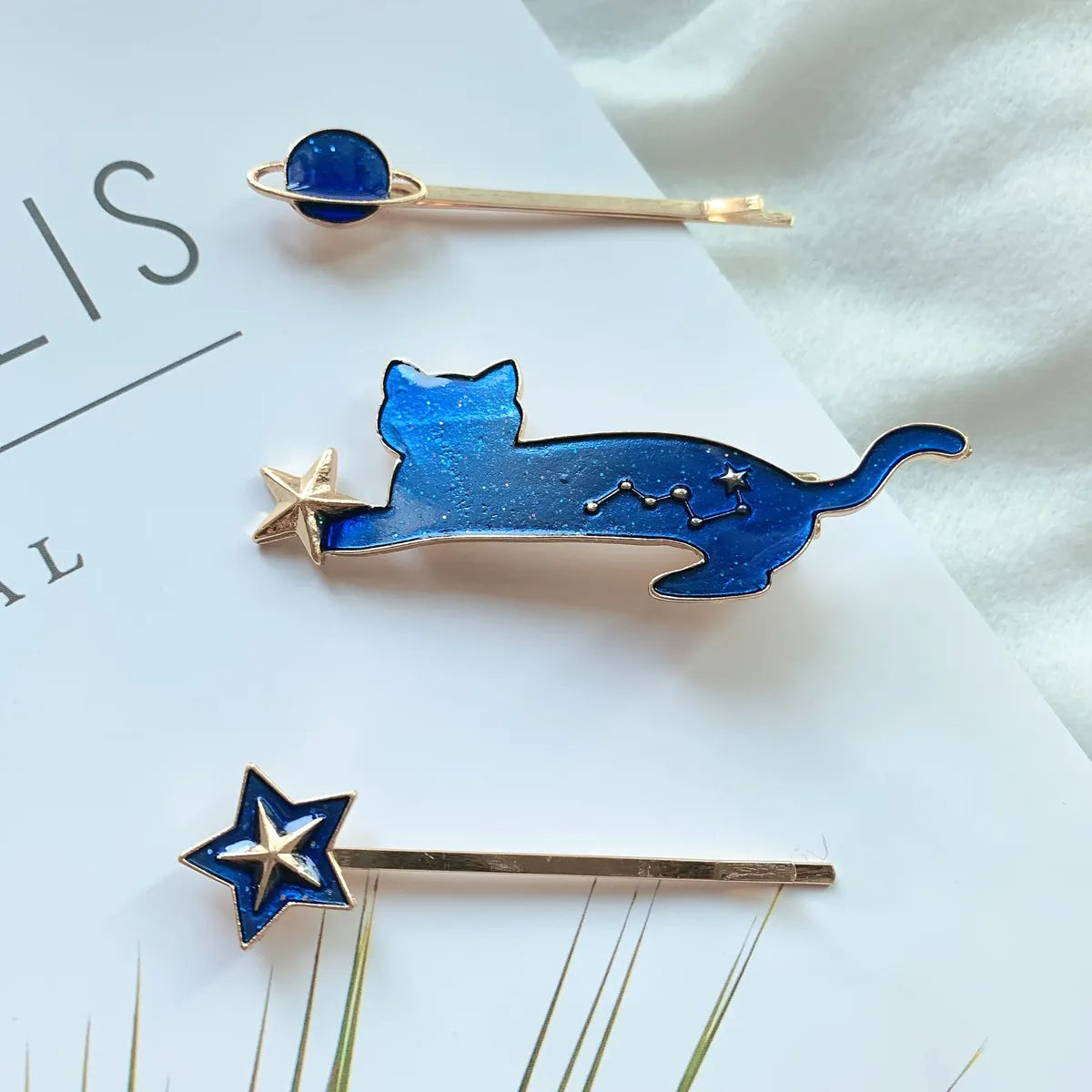 Cute Cat Metal Plating Hair Clip 3 Pieces