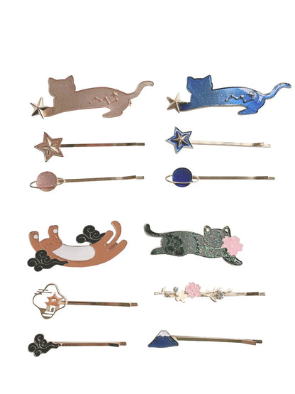 Cute Cat Metal Plating Hair Clip 3 Pieces