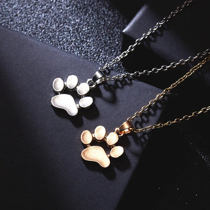 Cute Cat Paw Pendant Necklace Fashion Footprint Alloy Necklace