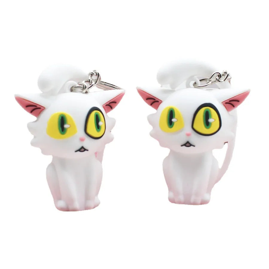 Cute Cat Pvc Women'S Keychain