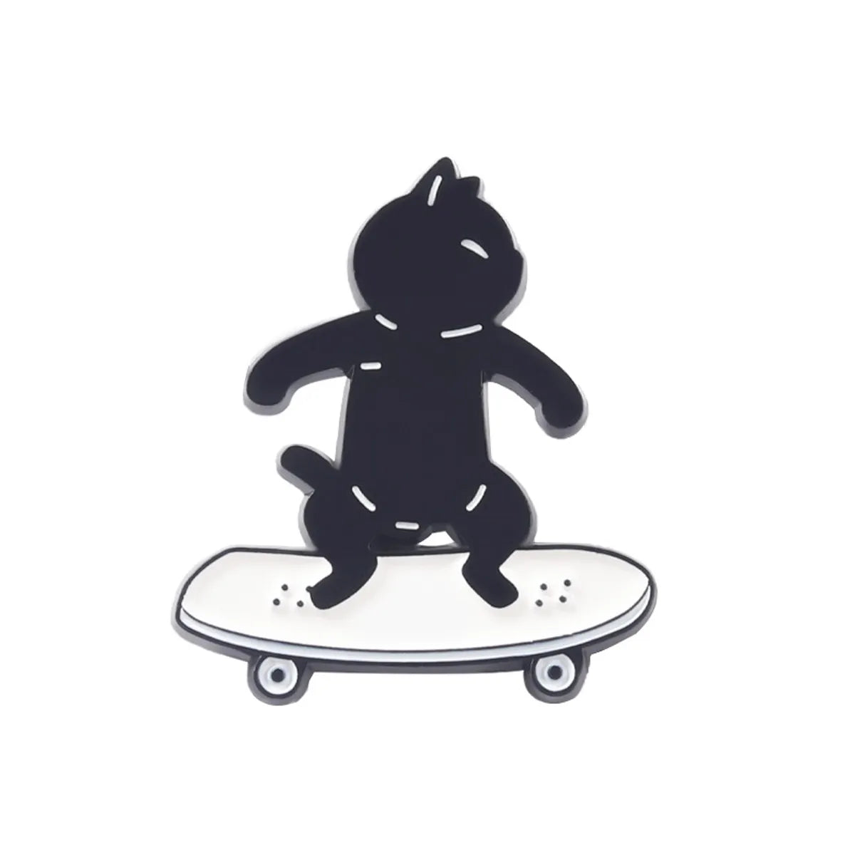 Cute Cat Skateboarding Shape Badge Cartoon Alloy Brooch