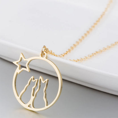 Cute Cat Stainless Steel Plating Pendant Necklace