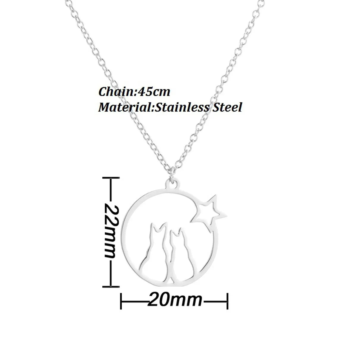 Cute Cat Stainless Steel Plating Pendant Necklace