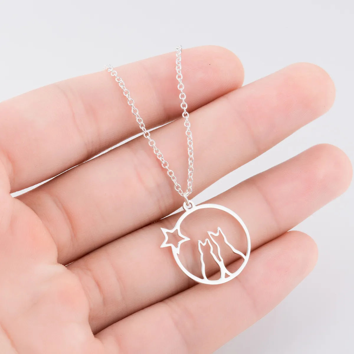 Cute Cat Stainless Steel Plating Pendant Necklace