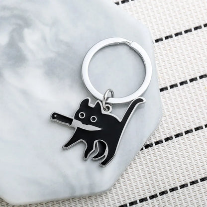 Cute Cat Stainless Steel Unisex Bag Pendant Keychain