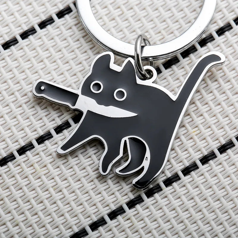 Cute Cat Stainless Steel Unisex Bag Pendant Keychain