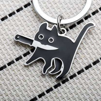 Cute Cat Stainless Steel Unisex Bag Pendant Keychain