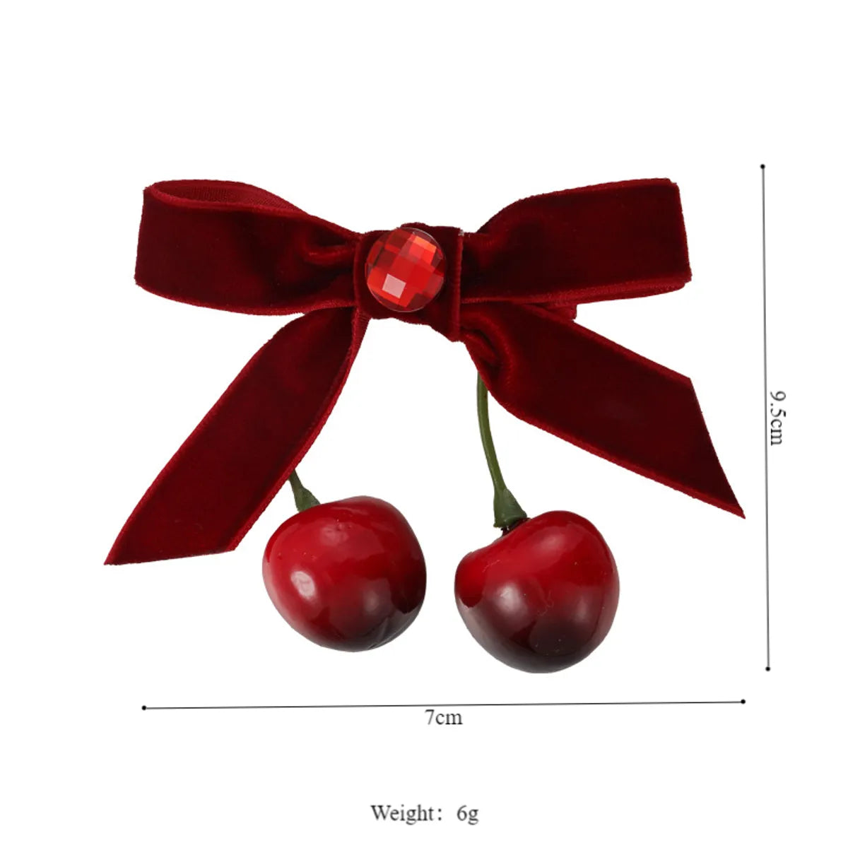 Cute Cherry Alloy Cloth Bowknot Hair Clip