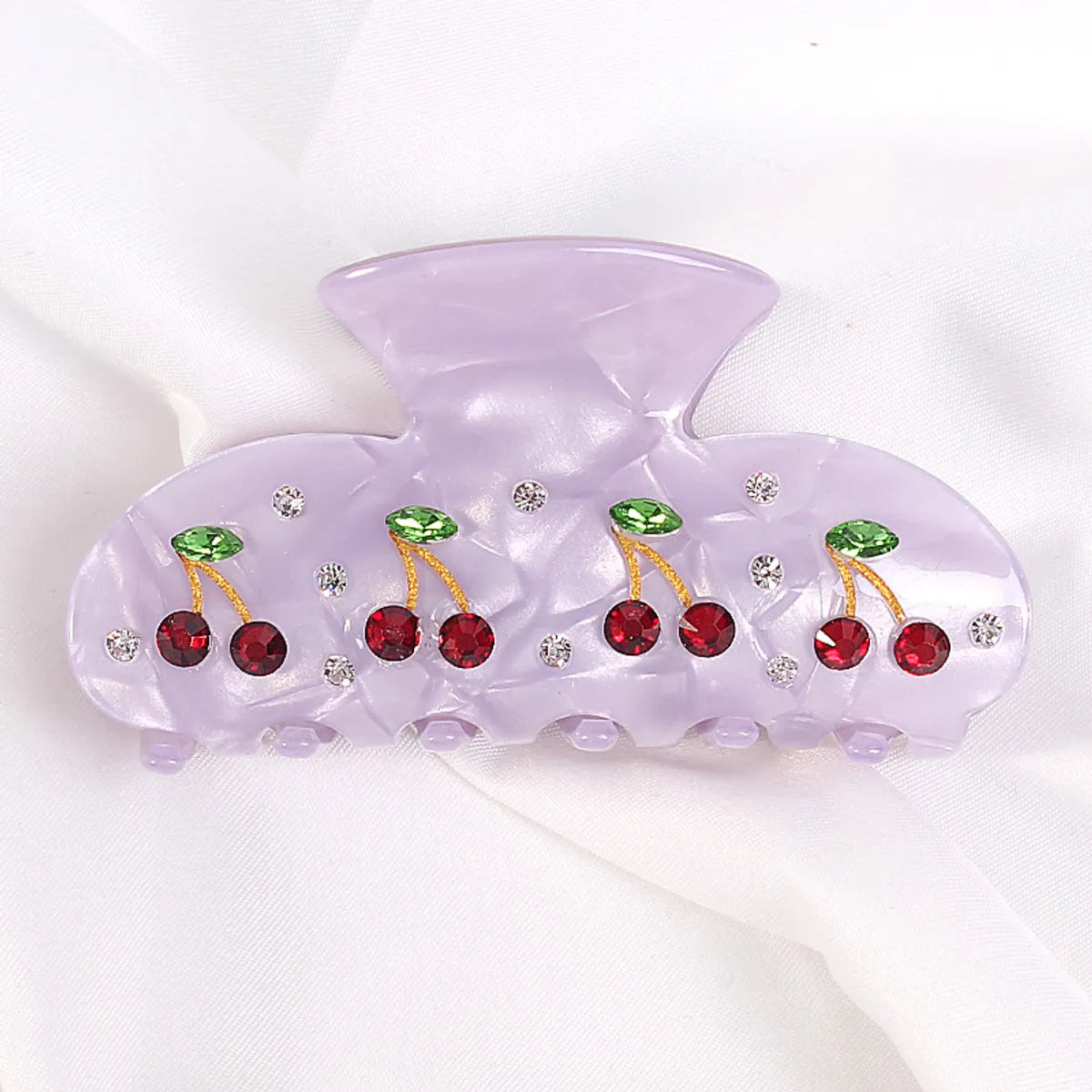 Cute Cherry Arylic Hollow Out Inlay Rhinestones Hair Claws 1 Piece