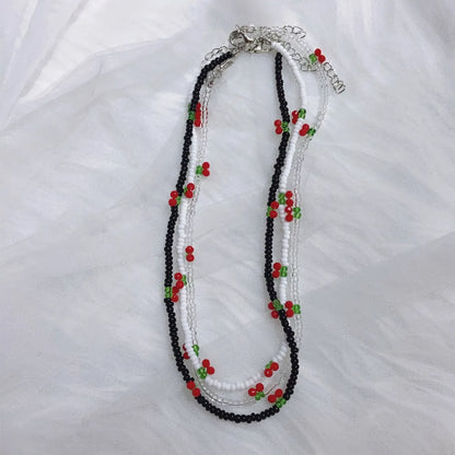 Cute Cherry Glass Beaded Women's Necklace