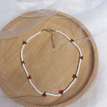 Cute Cherry Glass Beaded Women's Necklace