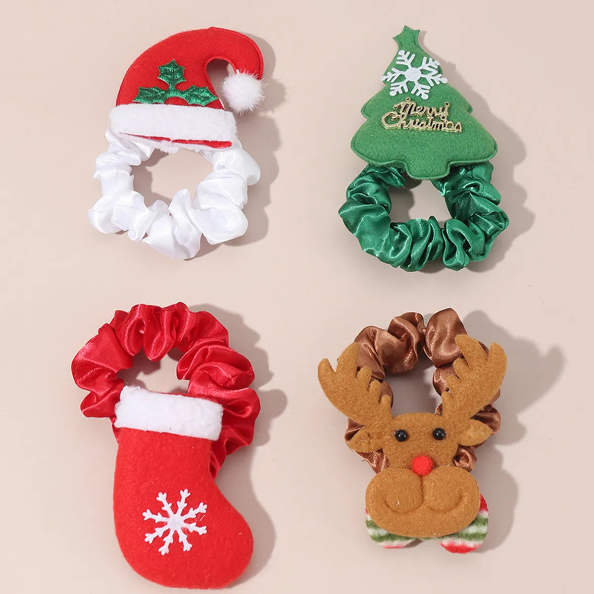 Cute Christmas Christmas Hat Christmas Tree Christmas Socks Cloth Hair Tie