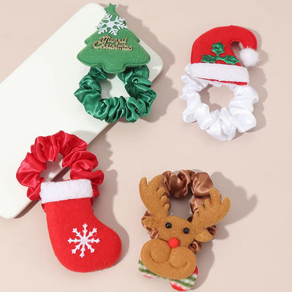 Cute Christmas Christmas Hat Christmas Tree Christmas Socks Cloth Hair Tie