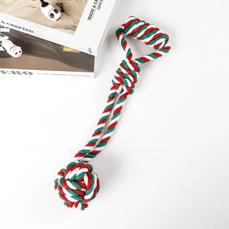 Cute Christmas Gift Tear-Resistant Bends And Hitches Molar Dog Toy Set