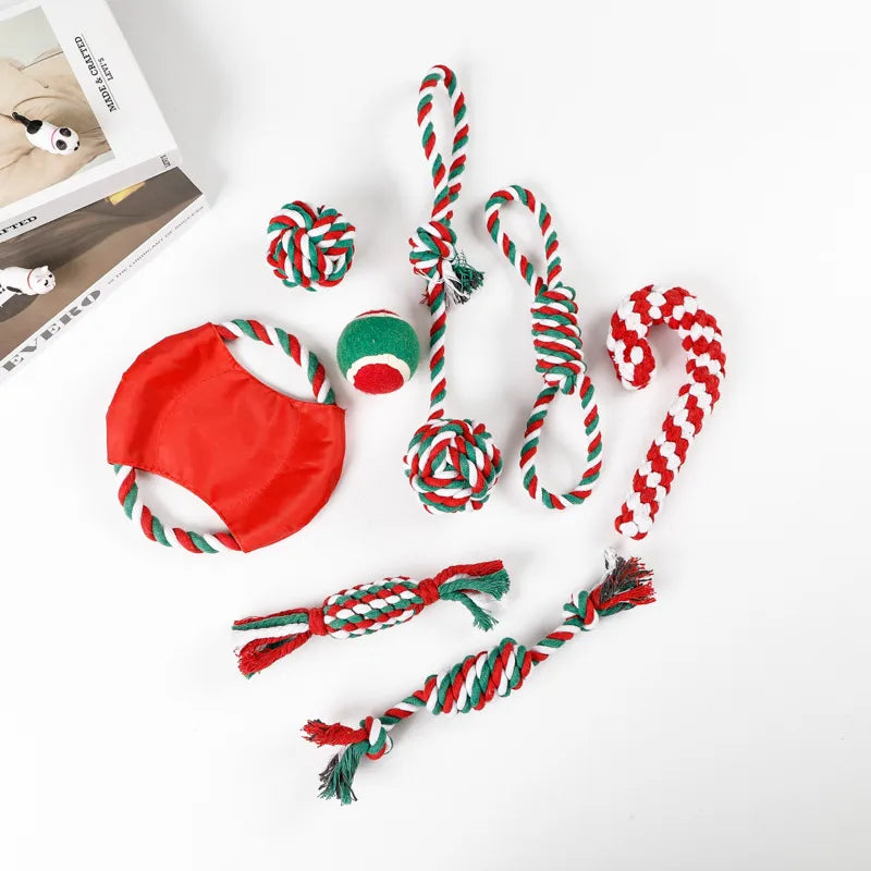 Cute Christmas Gift Tear-Resistant Bends And Hitches Molar Dog Toy Set