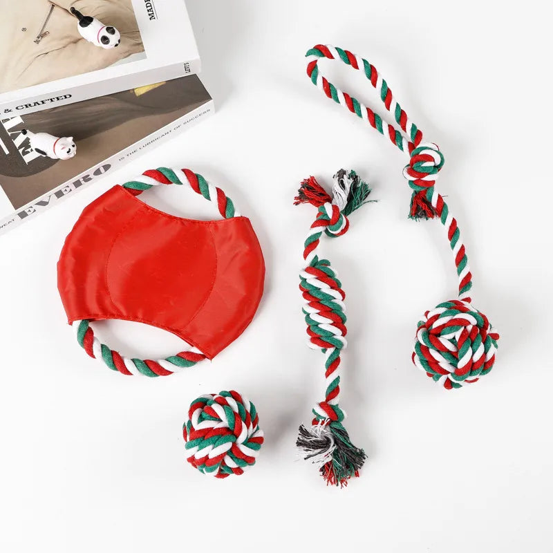 Cute Christmas Gift Tear-Resistant Bends And Hitches Molar Dog Toy Set