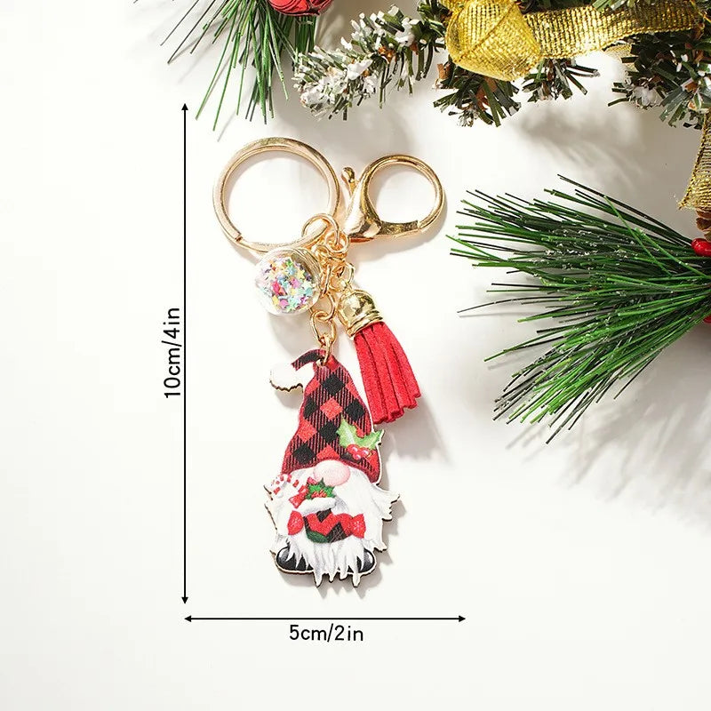 Cute Christmas Hat Christmas Socks Wood Christmas Unisex Keychain