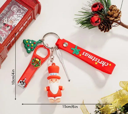 Cute Christmas Hat Christmas Tree Santa Claus Pvc Christmas Unisex Keychain