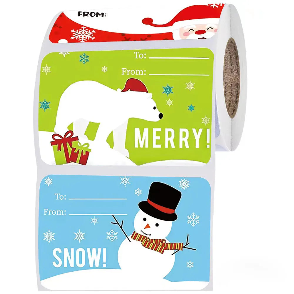 Cute Christmas Holiday Gift Decoration Adhesive Stickers 300 Stickers/Roll