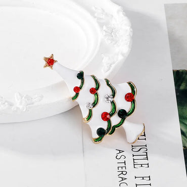 Cute Christmas Tree Alloy Inlay Rhinestones Unisex Brooches