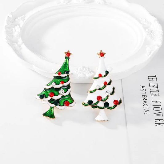 Cute Christmas Tree Alloy Inlay Rhinestones Unisex Brooches