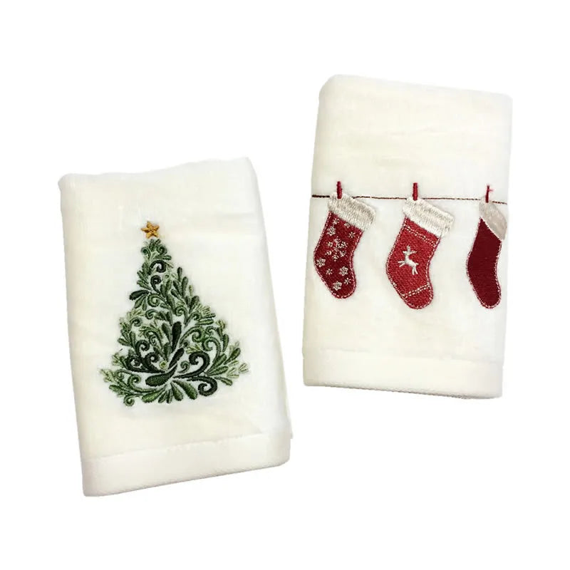 Cute Christmas Tree Bow Knot Cotton Towels