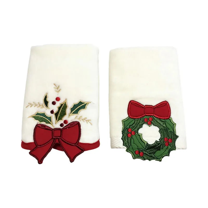 Cute Christmas Tree Bow Knot Cotton Towels