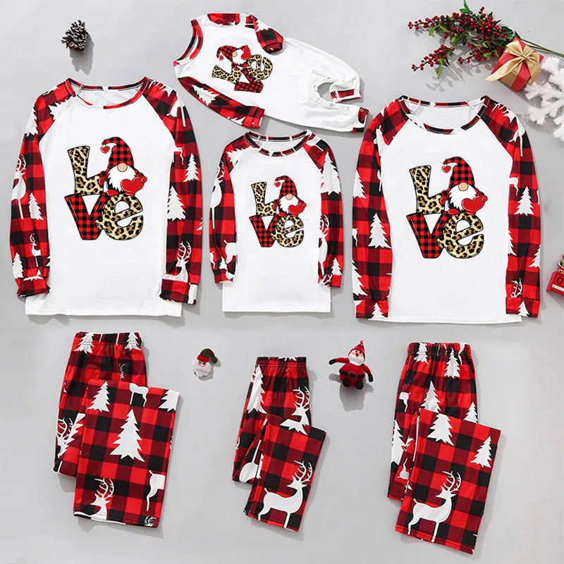 Cute Christmas Tree Polyester Pants Sets Suit Blouse Family Matching Outfits