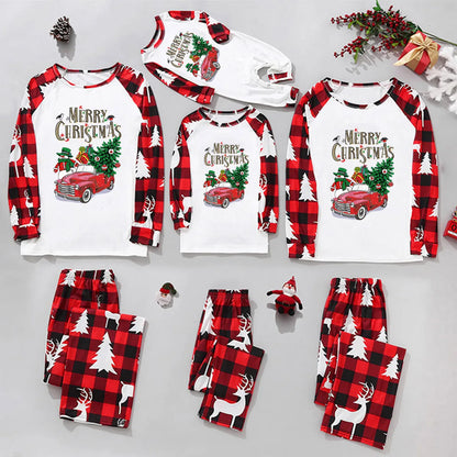 Cute Christmas Tree Polyester Pants Sets Suit Blouse Family Matching Outfits