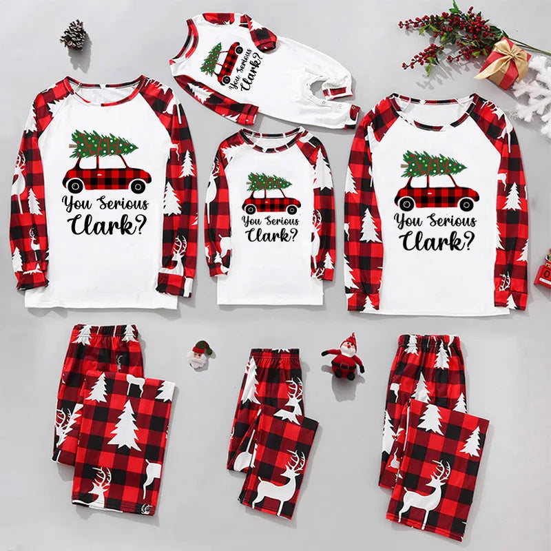 Cute Christmas Tree Polyester Pants Sets Suit Blouse Family Matching Outfits