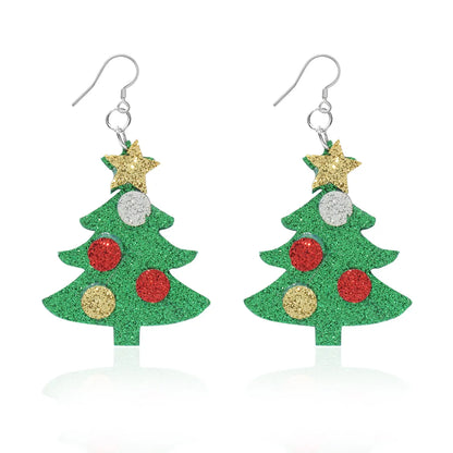 Cute Christmas Tree Pu Leather Women's Drop Earrings 1 Pair