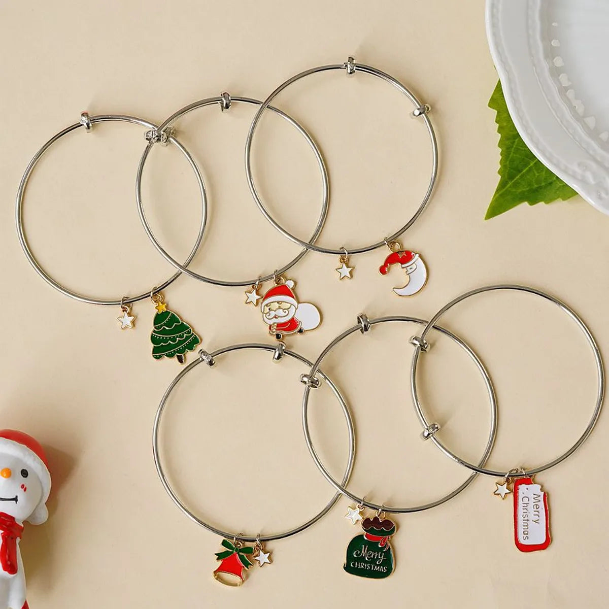 Cute Christmas Tree Santa Claus Alloy Women's Bracelets 1 Piece