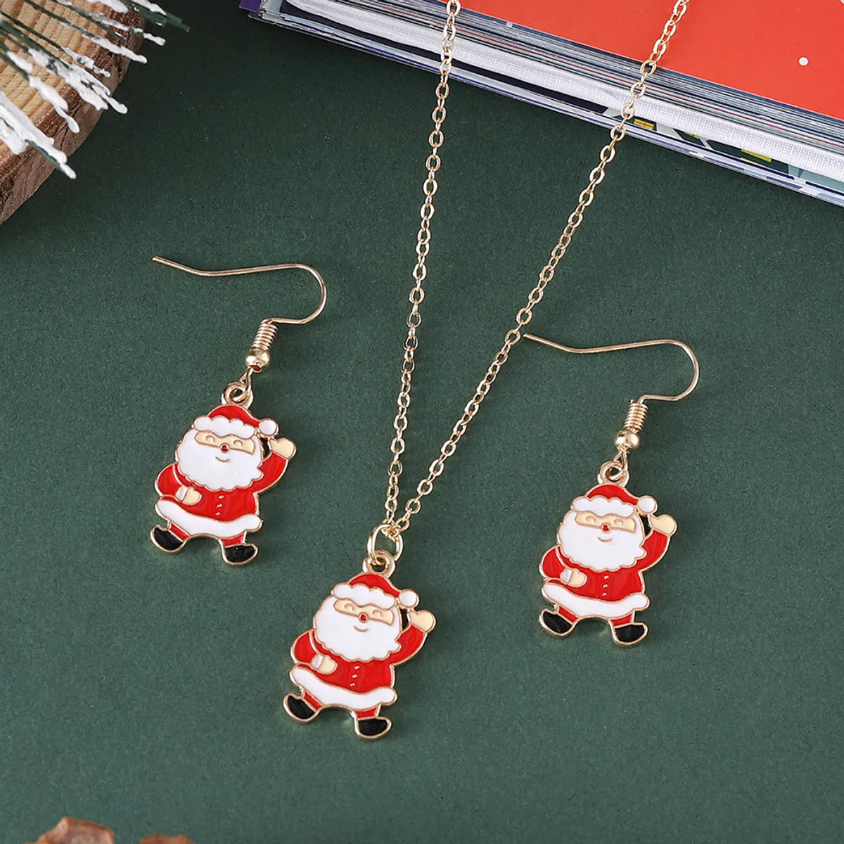 Cute Christmas Tree Santa Claus Christmas Socks Alloy Wholesale Earrings Necklace