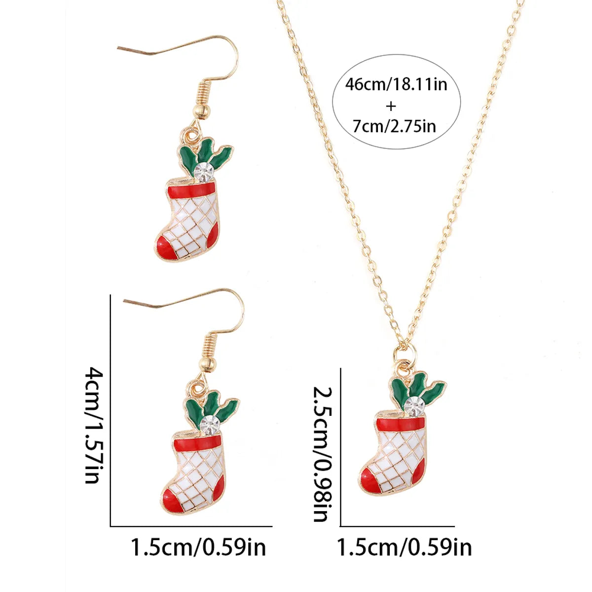 Cute Christmas Tree Santa Claus Christmas Socks Alloy Wholesale Earrings Necklace