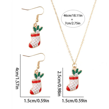 Cute Christmas Tree Santa Claus Christmas Socks Alloy Wholesale Earrings Necklace