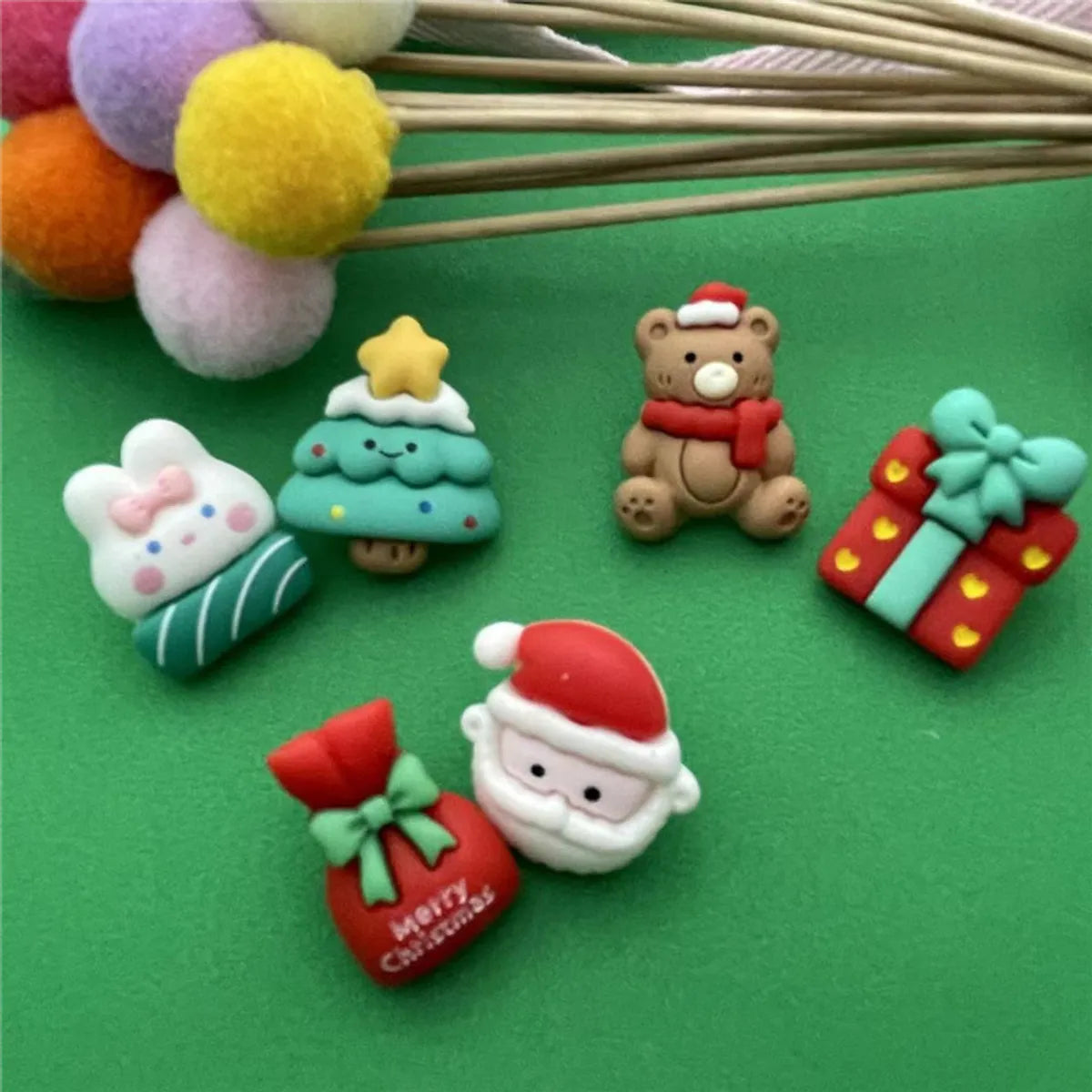 Cute Christmas Tree Santa Claus Elk Plastic Resin Women's Ear Studs 1 Pair