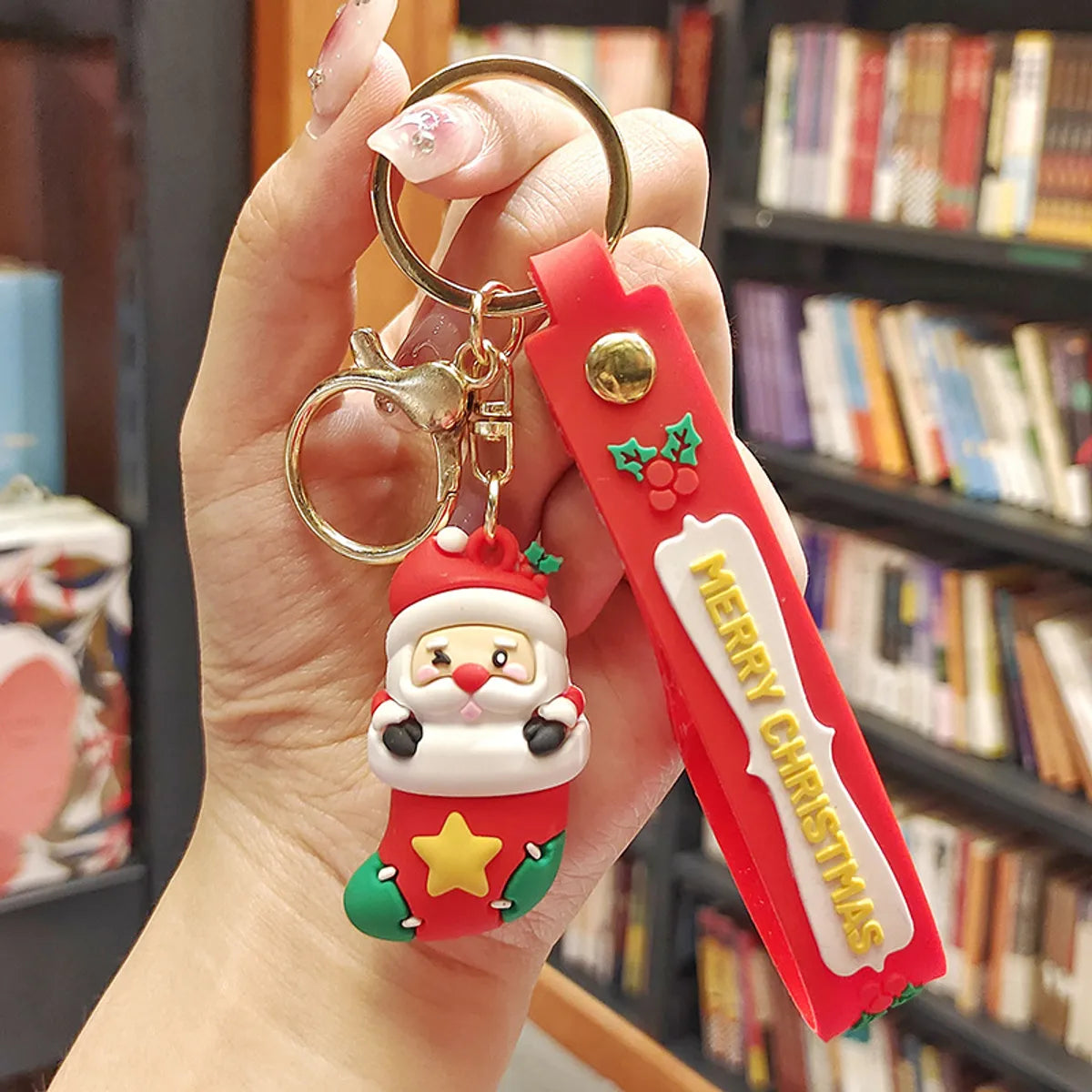 Cute Christmas Tree Santa Claus Elk Pvc Metal Christmas Women'S Bag Pendant Keychain