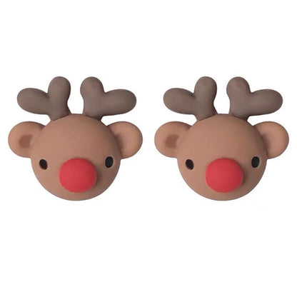 Cute Christmas Tree Santa Claus Elk Resin Women's Ear Clips Ear Studs 1 Pair