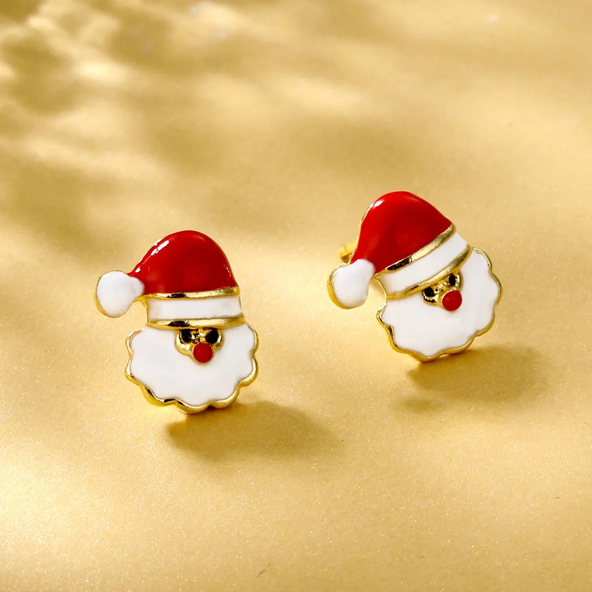 1 Pair Cute Christmas Tree Santa Claus Snowflake Inlay Alloy Rhinestones Ear Studs